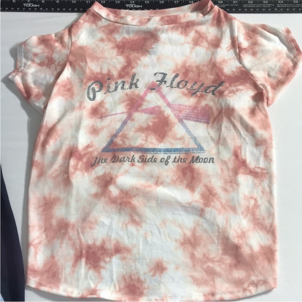 Butter Cup large Pink Floyd tee “ Dogs that Rock "pink & white tie  dye